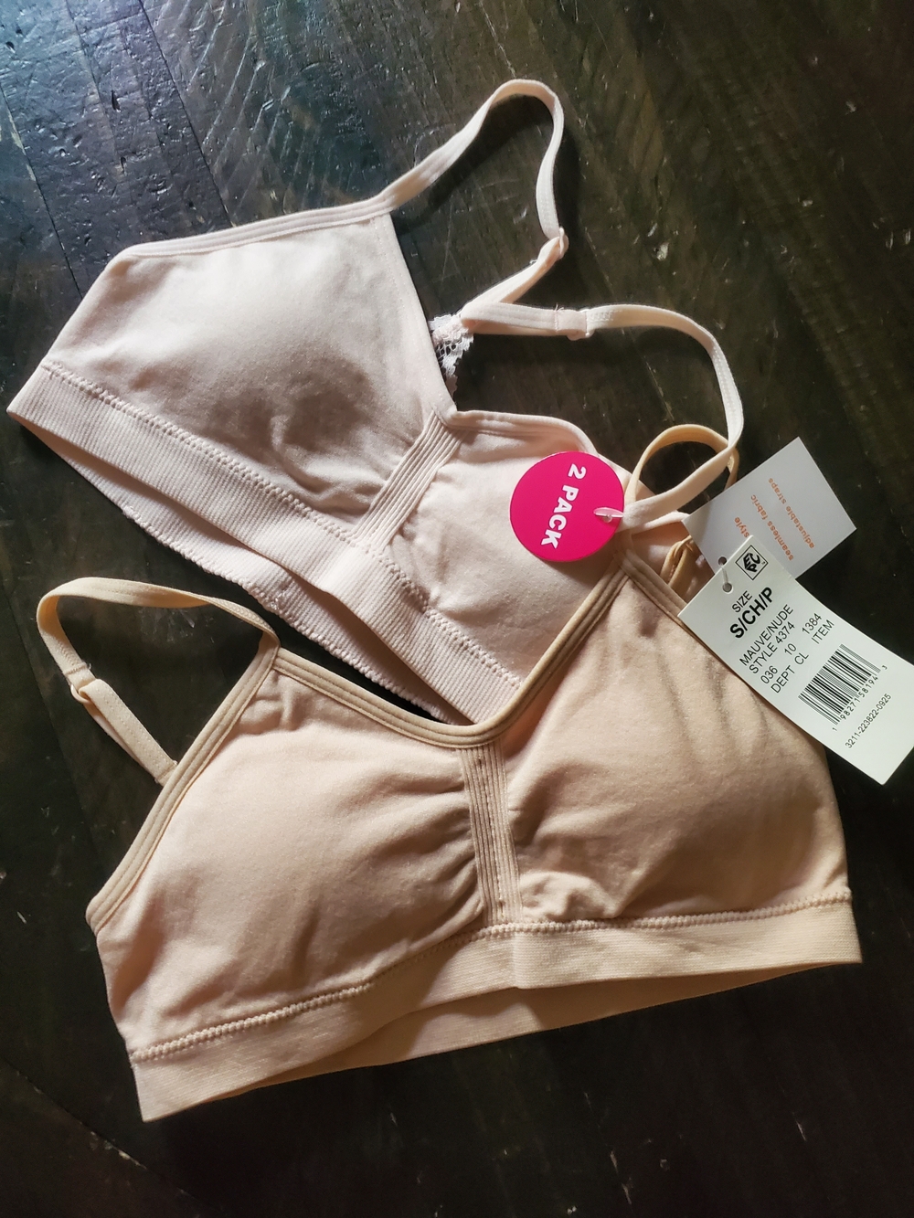 Maidenform Girl's Light Pink & Tan Seamless Bralette With Padding- 2 Pk